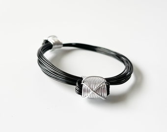 African Elephant Knot Bracelet - 2 Knot SILVER & BLACK Color Metal V2 made in Zimbabwe ships from USA.