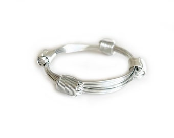 African Elephant Knot Bracelet - 4 Knot Silver Color Metal V1 made in Zimbabwe ships from USA.