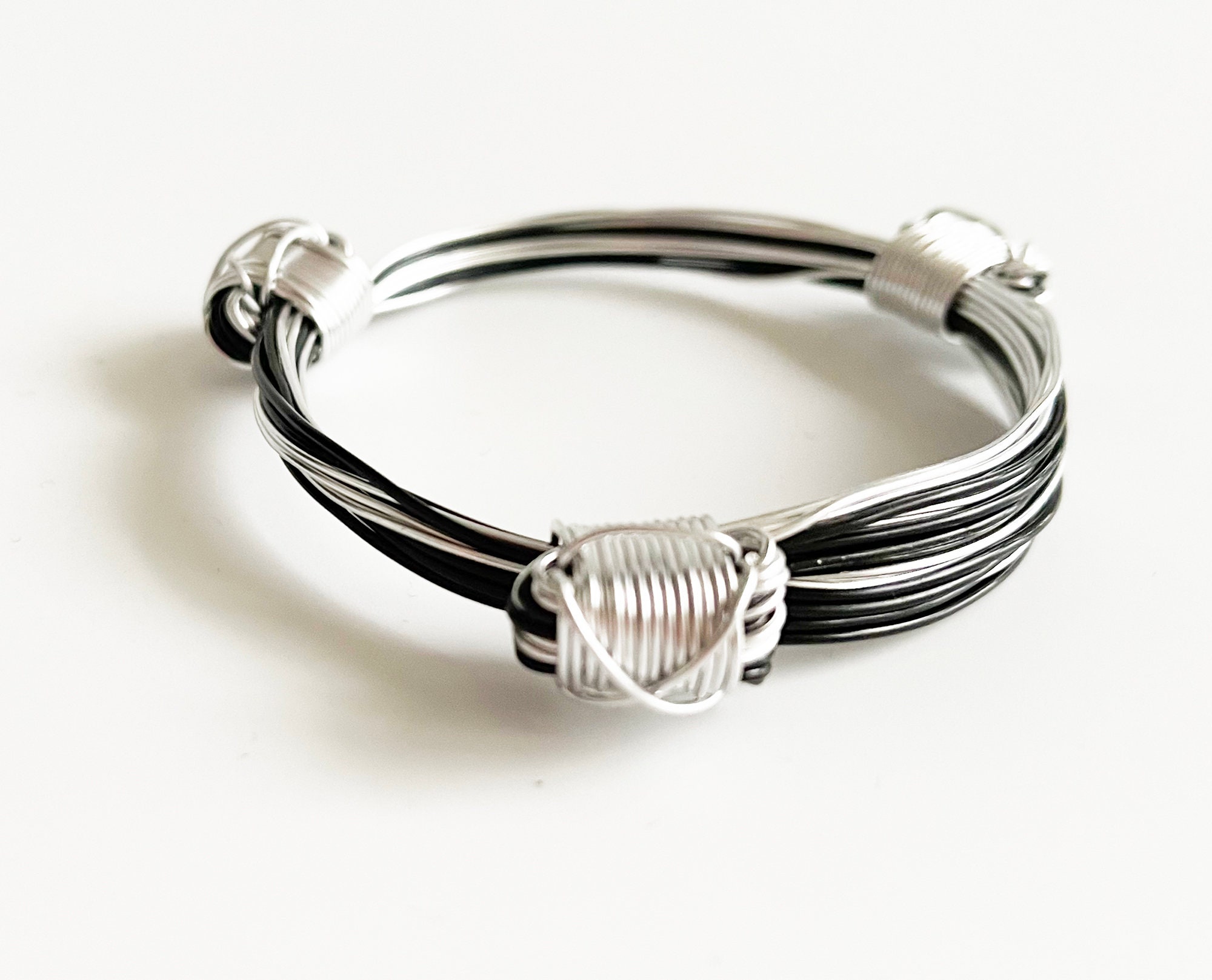 Elephant Hair Inspired Bangle - Oxidized Sterling Silver - 7 Lines –  Dandelion Jewelry