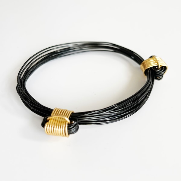 African Elephant Knot Bracelet - 2 Knot BLACK & GOLD Color Metal V2 made in Zimbabwe ships from USA.