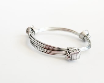 African Elephant Knot Bracelet - 3 Knot SILVER Color Metal V1 made in Zimbabwe ships from USA.