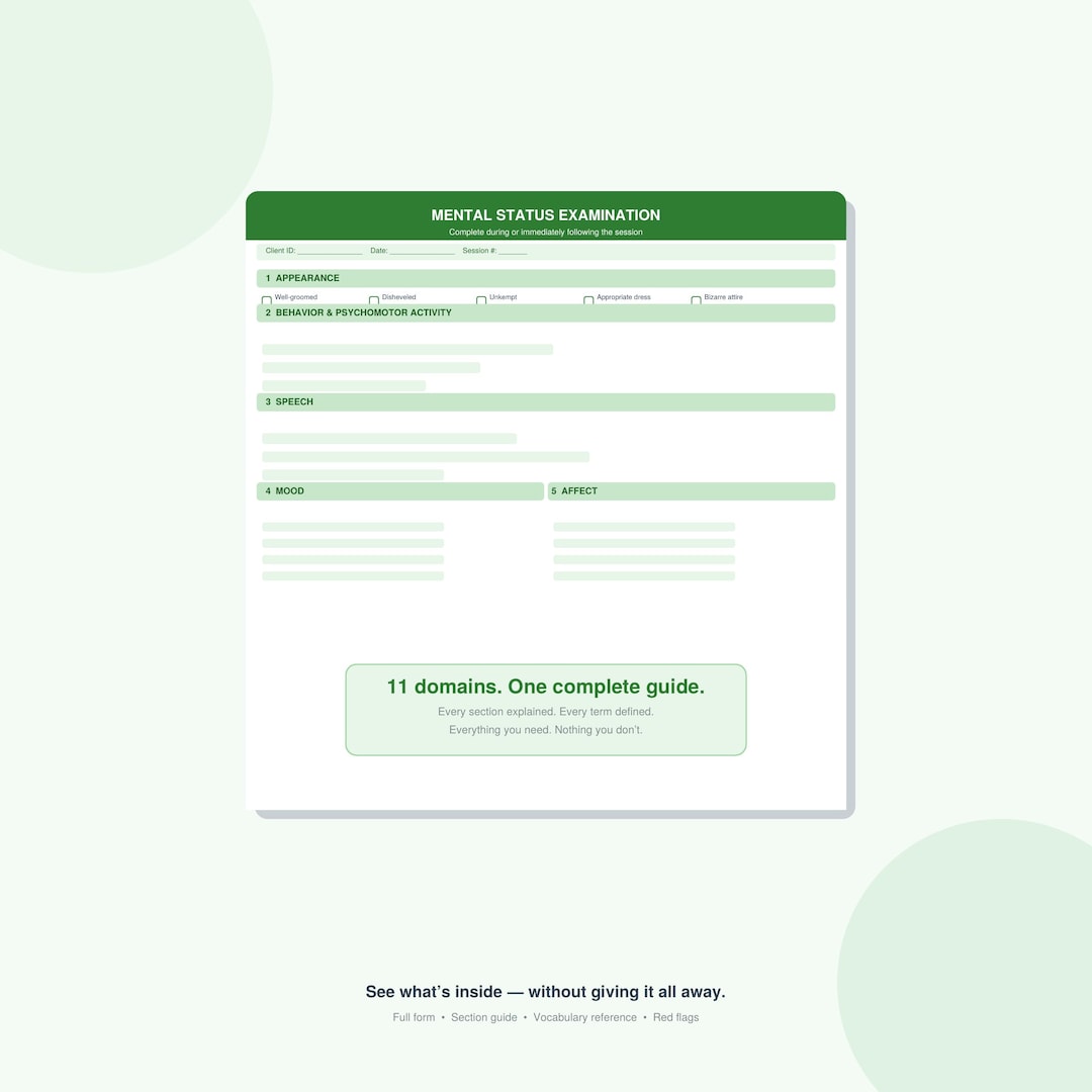 Tenpoint Mse Form Mental Status Examination | MSE Form + Guide + Vocabulary | New Grad ...