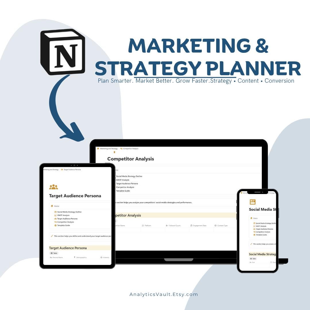 Marketing & Strategy Notion Template Campaign Planner Content Funnel ...