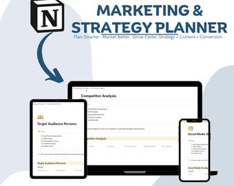 Marketing & Strategy Notion Template Campaign Planner Content Funnel  Dashboard Business Marketing System