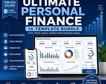 Ultimate Personal Finance Excel Bundle, 14 Templates (Digital Download)