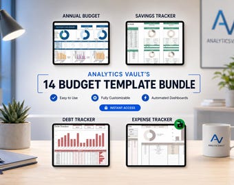 14 Financial Planner Templates, Excel, Google Sheet, Annual Budget, Monthly Paycheck, Bill, Savings Tracker