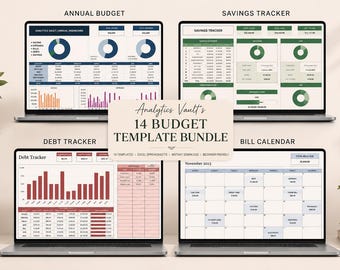 Annual Budget Planner 14 Templates, Excel, Google Sheet, Monthly Paycheck Budget, Bill, Savings Tracker