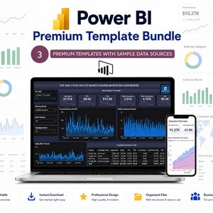 Power BI Premium-sjablonen, datadashboards voor marketing, campagneanalyses, verkoopanalyses met databronnen