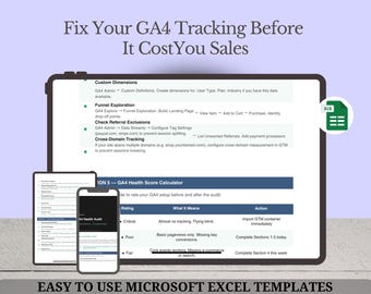 GA4 Health Audit Checklist, GTM Setup Guide, Event Tracking Tool (Digital Download)