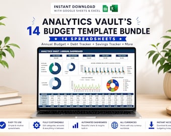 Annual Budget Planners 14-in-1 Templates, Excel, Google Sheet, Bill Calendar, Debt Tracker, Savings Tracker