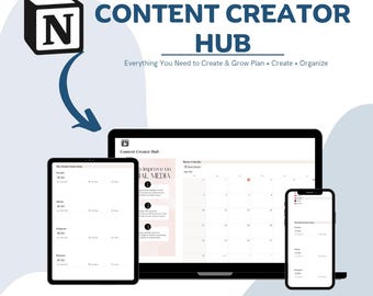 Content Creator Hub Notion Template: Social Media Planner, Brand Management System (Digital Download)