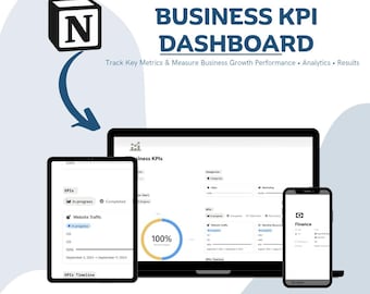 Business KPI Notion Template: Performance Dashboard, Revenue Tracker (Digital Download)