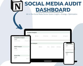 Social Media Audit Notion Template: Instagram, TikTok Content Analysis Dashboard (Digital Download)