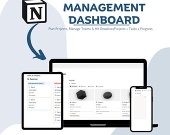 Project Management Notion Template Project Planner Dashboard  Task Tracker & Timeline System  Team Workflow Organizer
