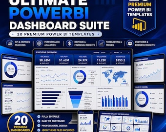 Power BI Dashboard Suite: 20 KPI Templates (Instant Download)