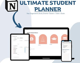 Student Planner Notion Template | Academic Dashboard | Study Planner | Homework Tracker | College & School Organizer