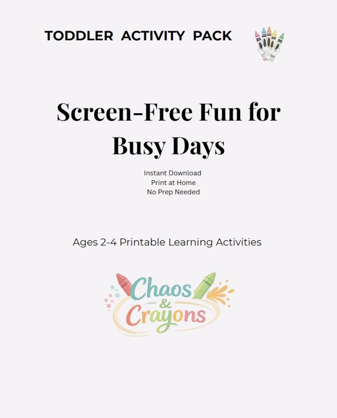 Printable Toddler Activity Pack for Busy Moms - Homeschool, Tutor ...