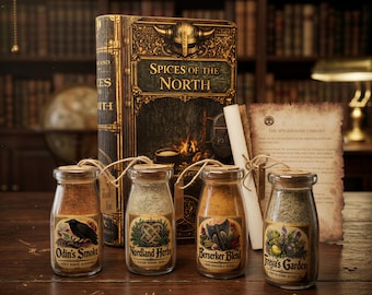 Viking Spice Gift Set, Wooden Book Spice Box, Norse Kitchen Gift, BBQ Gift for Him, Handmade Gift, Vol IV North