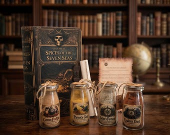 Wood Book Box Pirate Gift Spice Set from the Seven Seas Culinary Volume II