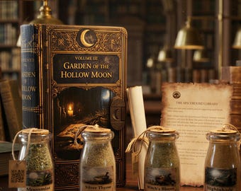 Wooden Book Spice Box, Kitchen Gift, Herbal Seasoning, Vol III Hollow Moon - Witchy