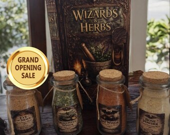 Wizard Spice Gift Set – Wooden Book Box with 4 Fantasy Apothecary Blends