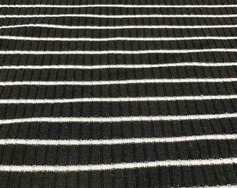 Black with White Stripe Rib Knit