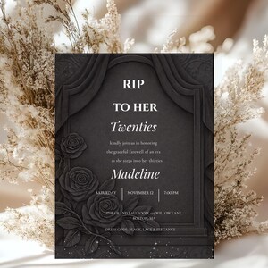 RIP to My Twenties Invitation Template | 30th Birthday Party Invite | Funny Funeral Theme Party Invite | Editable Canva Template