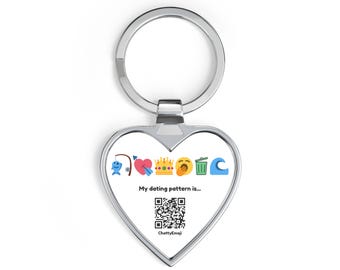 Heart Keychain  with Emoji Dating Pattern - Catch & Release