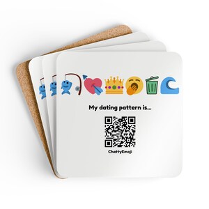 Emoji Dating Pattern Corkwood Coaster Set - Catch and Release image 1