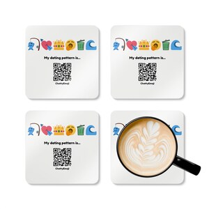 Emoji Dating Pattern Corkwood Coaster Set - Catch and Release image 4