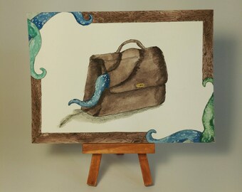 Original Watercolor - What's in the Bag?