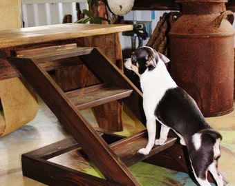 Crazy Sale- Wide Version 14"-17" High Custom Built to Order Cypress Wood Dog Stairs, Couch Height, Modern Low Bed Frame Height, *Custom Desi