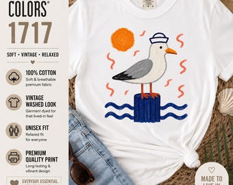 Maglietta Seagull Sailor, Comfort Colors Vintage Washed Look