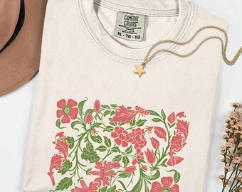 Maglietta Floral Mama / Maglietta tinta in capo con colori botanici confortevoli