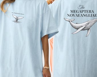 Maglietta vintage con balena megattera / Maglietta con illustrazione scientifica / Fauna marina (Comfort Colors)