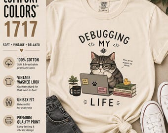 Maglietta con gatto per il debug / Maglietta divertente per programmatori / Regalo per ingegneri del software / Comfort Colors Coding Cat