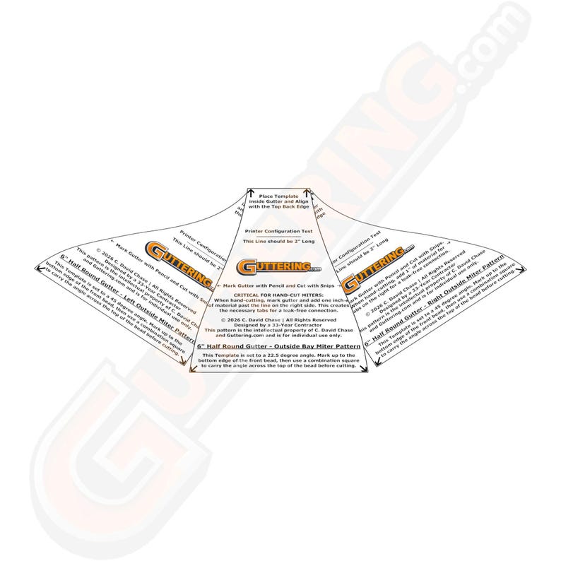 Mitre Pattern 6 Inch Half Round Gutter Miter Patterns – Inside Outside Corners ...
