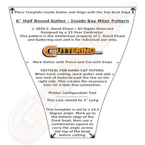 6-Zoll-Halbrunder Gutter-Gehrung-Muster – Innen Außenecken (Digitaler PDF-Download)