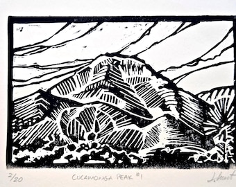 Cucamonga Peak #1 - Linoblock print