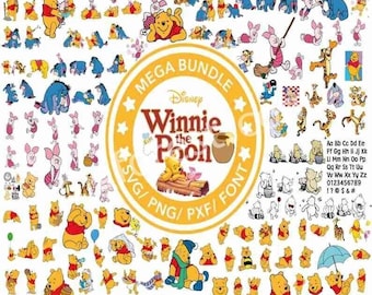 Paquete de Winnie the Pooh PNG / Tigger Eeyore Piglet Png / Disneyland Pooh Bear Png Pooh y sus amigos Descarga digital / Disneyworld Gift Png