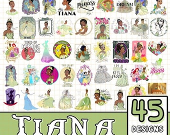 Pacote com 45 imagens PNG da Princesa Tiana | Tiana PNG | A Princesa e o Sapo PNG | Download Digital da Princesa Tiana | Princesa da Disneyland PNG