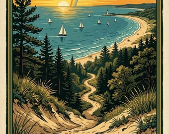 Saugatuck Missouri Gay Pride Travel Poster | Vintage WPA-Stil | LGBTQ Wand Kunst | Digitaler Download