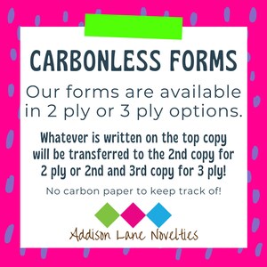 Custom Designed 2-Part Carbonless Order Form in quarter size 4.25 x 5.5 printed in Booklet Form Use Logo for Personalized Receipt Book image 2