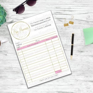 Custom Designed 2-Part Carbonless Order Forms in our Half Size 8.5 x 5.5 Printed in Booklet Form Use Logo for Business Receipt Book image 5