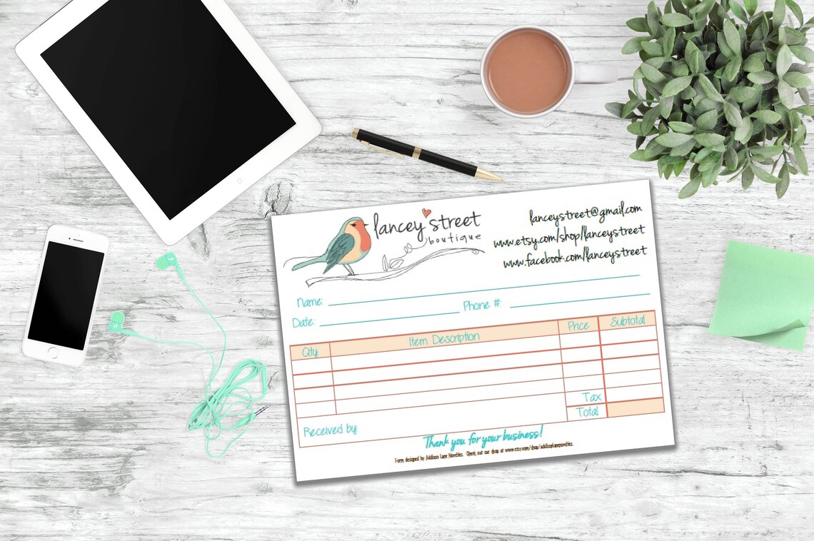 Custom Order Forms Receipt Book Using Logo Custom Invoice | Etsy