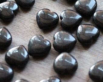 Obsidian Stone Puffy 25 mm Heart K10