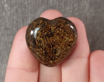 Bronzite Heart Puffy Stone 25 mm Crystal