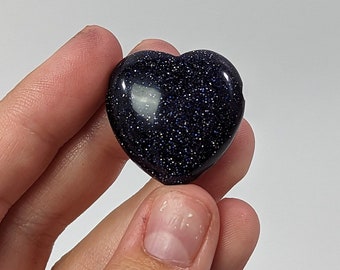 Blue Goldstone Bead Heart Shaped 25 mm Stone Focal A22-201