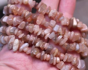 Peach Moonstone Stretchy String Bracelet G115