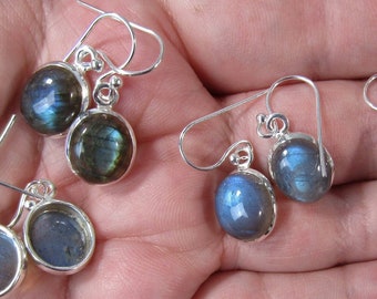 Labradorite Sterling Silver Oval 30 x 11 mm Earrings P108